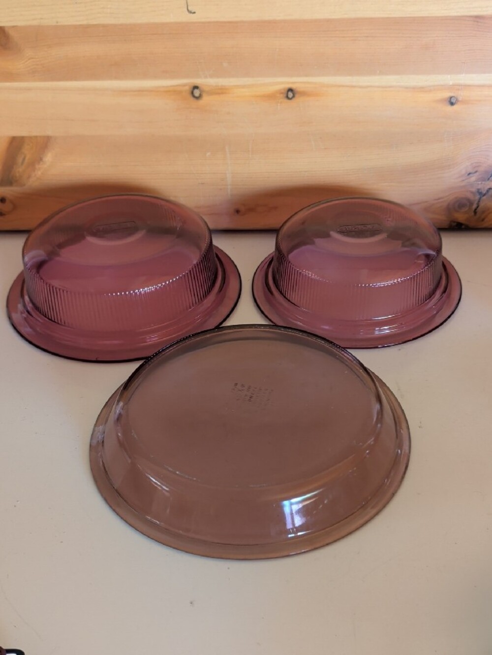 3 pcs. Vision/ Pyrex Corningware Cranberry Casserole Dish & Pie Dish.🌟 - Picture 3 of 13